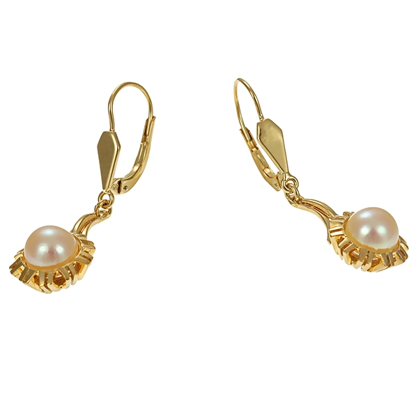 Ohrhänger, 14K, Gelbgold, Perlen