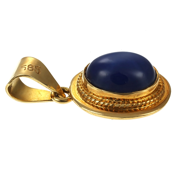 Anhänger, 14K, Gelbgold, synthetischer Sternsaphir