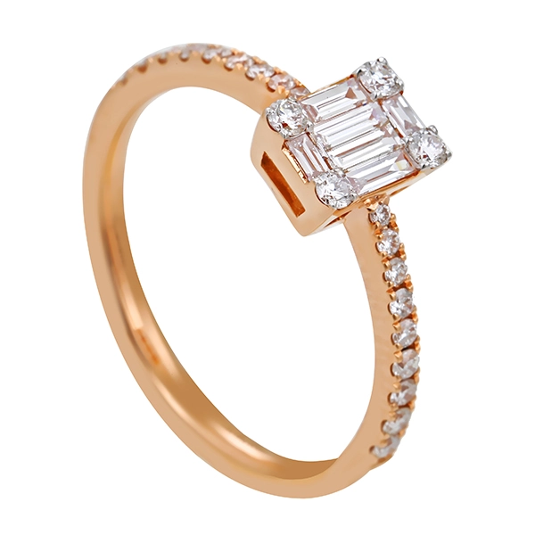 Diamantring, 18K, Weiß-/Rotgold, Brillanten, Diamanten