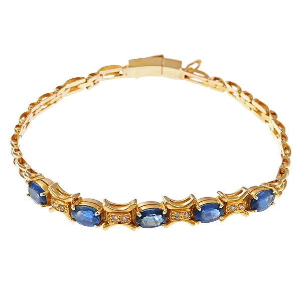 Armband, 14K, Gelbgold, Saphire, Brillanten