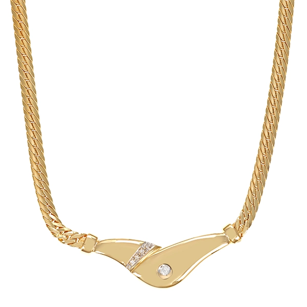 Collier, 14K, Gelb-/Weißgold, Brillanten