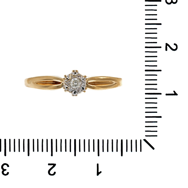 Diamantring, 9K, Gelb-/Weißgold, Brillant