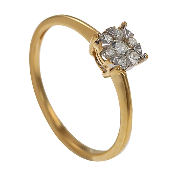 Ring, 14K, Gelb-/Weißgold, Brillanten