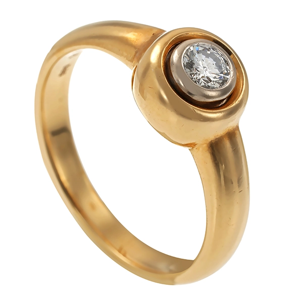Diamantring, 14K, Gelb-/Weißgold, Brillant 0,16 ct