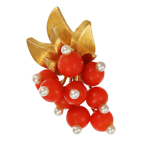 Anhänger, 18K, Gelbgold, Korallen