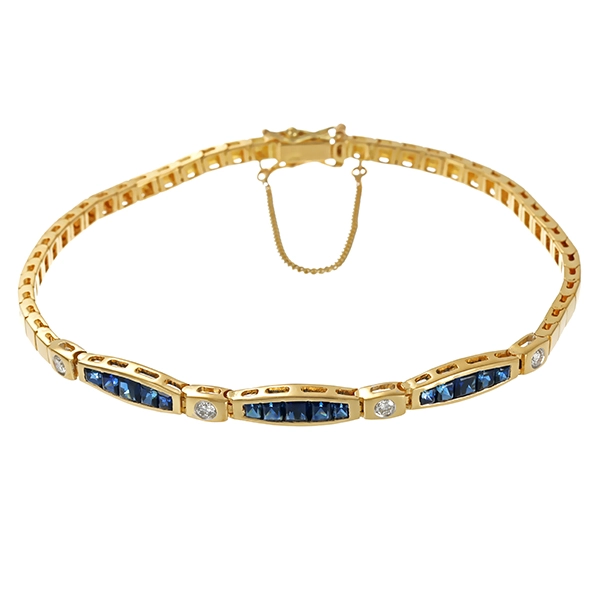 Armband, 18K, Gelbgold, Brillanten, Saphire