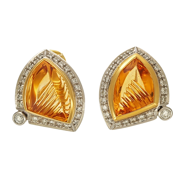 Clipstecker, 18K, Gelb-/Weißgold, Citrin, Brillanten