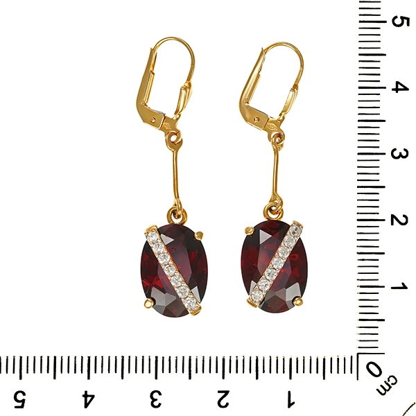 Ohrhänger, 14K, Gelbgold, Granat, Zirkonia