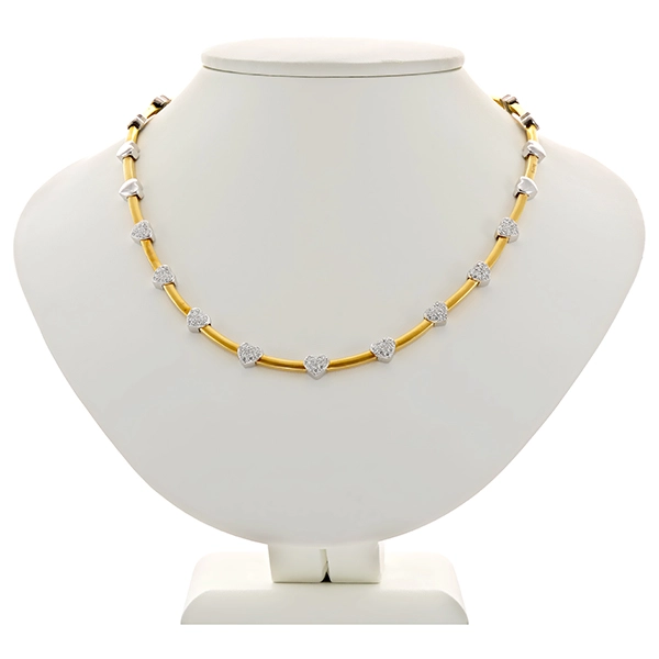 Collier, 18K, Gelb-/Weißgold, Brillanten 0,99 ct, Herz