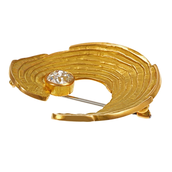 Brosche, 18K, Gelbgold, Diamant