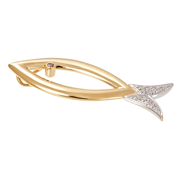 Anhänger, 14K, Gelb-/Weißgold, Diamanten, Brillant