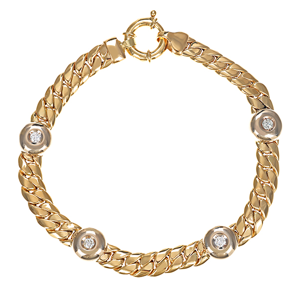 Armband, 14K, Gelbgold, Brillanten