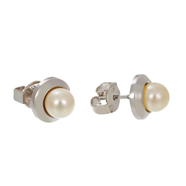 Ohrstecker, 14K, Weißgold, Zuchtperlen