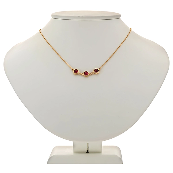 Collier, 14K, Gelbgold, synth. Rubin