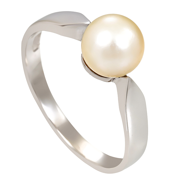 Ring, 14K, Weißgold, Zuchtperle,
