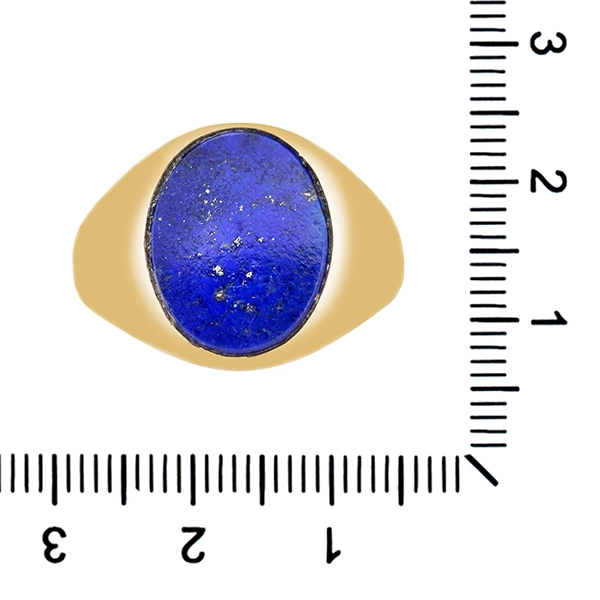Herrenring, 14K, Gelbgold, Lapis