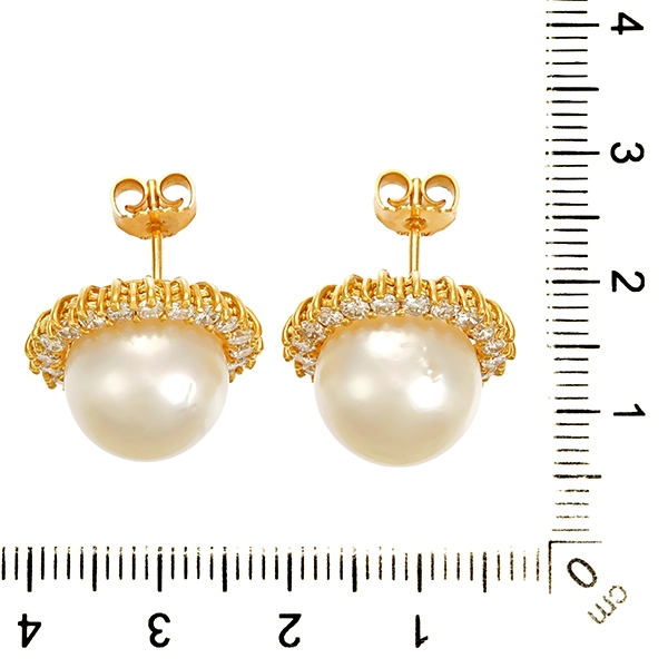 Ohrstecker, 18K, Gelbgold, Brillant, Perle