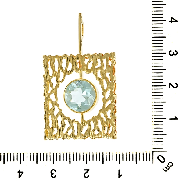 Anhänger, 14K, Gelbgold, Aquamarin