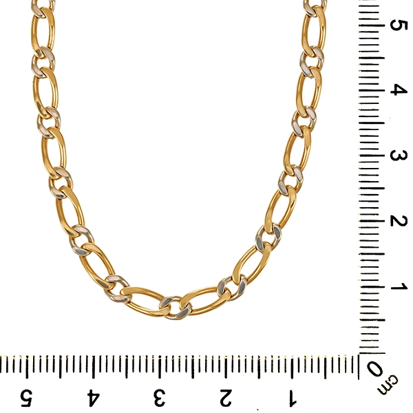 Kette, 14K, Gelb-/Weißgold, Panzer-