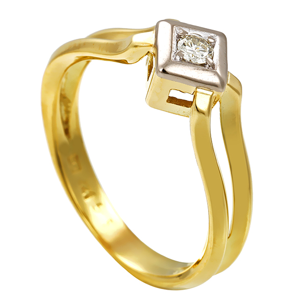 Diamantring, 14K, Gelb-/Weißgold, Brillant