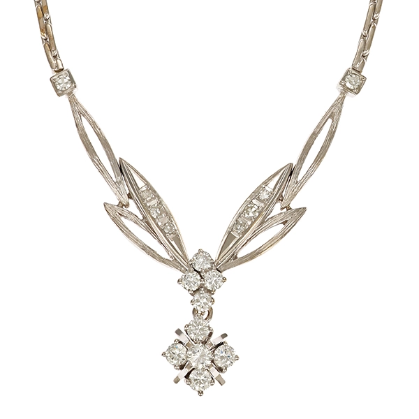 Collier, 14K, Weißgold, Diamanten, Brillanten