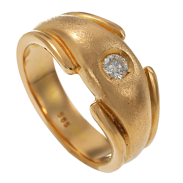 Diamantring, 14K, Gelbgold, Brillant 0,12 ct