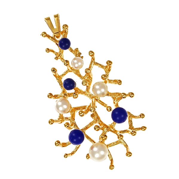 Anhänger, 14K, Gelbgold, Lapis, Perle