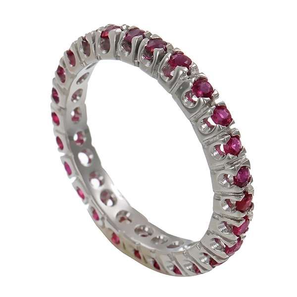 Ring, 14K, Weißgold, Rubine