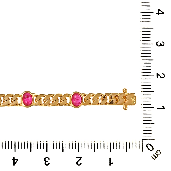 Armband, 18K, Gelbgold, Rubin, Panzer