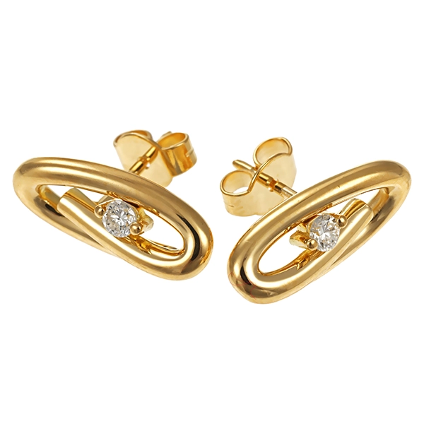 Ohrstecker, 18K, Gelbgold, Brillanten 0,14 ct