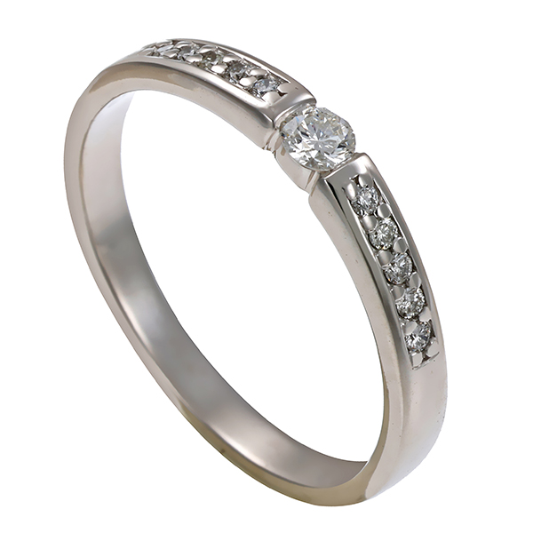 Diamantring, 14K, Weißgold, Brillanten 0,20 ct