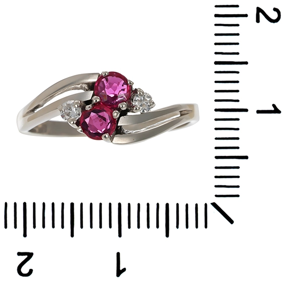 Ring, 14K, Weißgold, Brillant, Rubin