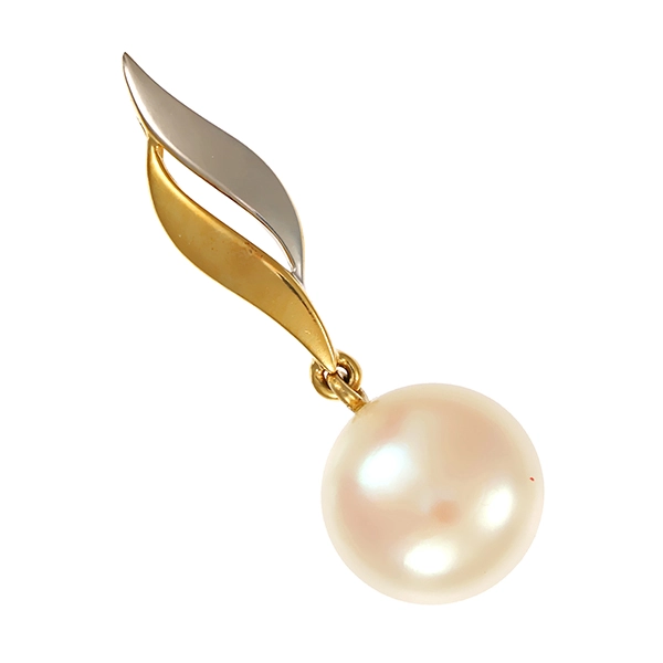 Anhänger, 14K, Gelb-/Weißgold, Perle