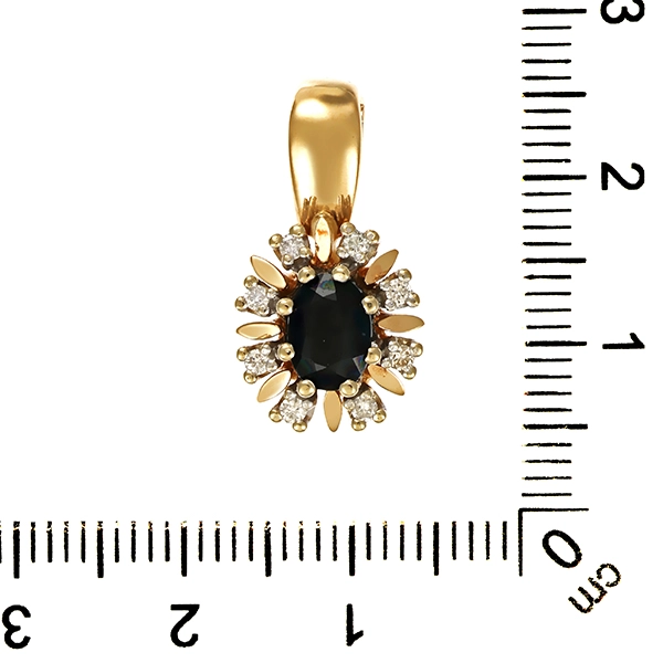 Anhänger, 14K, Gelb-/Weißgold, Saphir, Brillanten