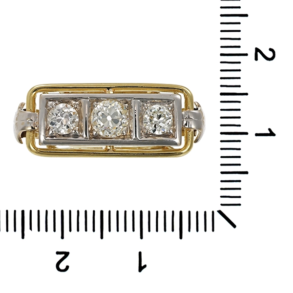 Diamantring, 14K, Gelb-/Weißgold, Diamaten, Altschliff