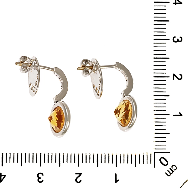 Ohrringe, 18K, Weißgold, Citrin, Brillant