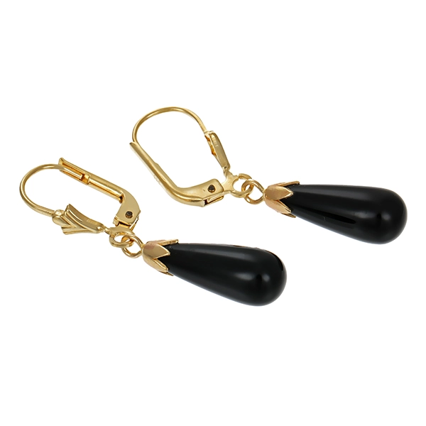 Ohrhänger, 8K, Gelbgold, Onyx
