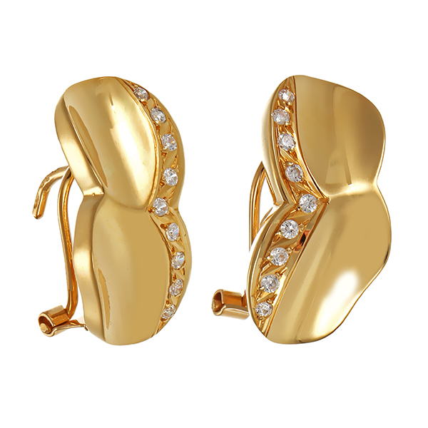 Clip-Stecker, 18K, Gelbgold, Zirkonia