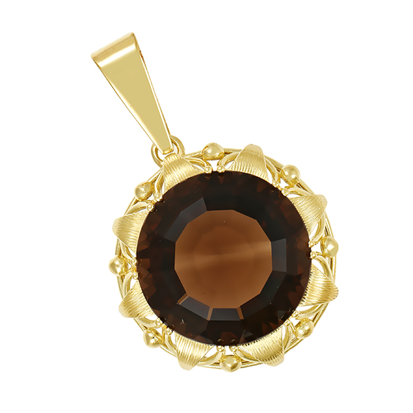 Anhänger, 14K, Gelbgold, Rauchquarz