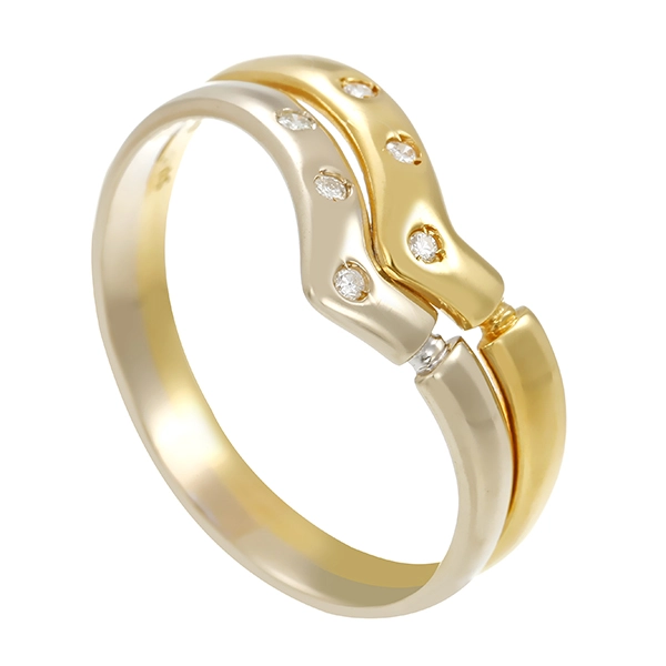 Damenring, 18K, Gelb-/Weißgold, Brillanten