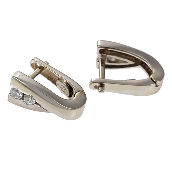 Creolen, 14K, Weißgold, Zirkonia