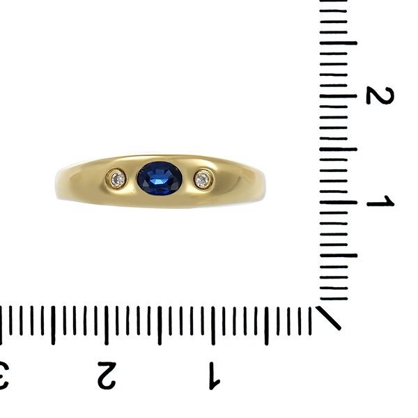 Ring, 14K, Gelbgold, Saphir, Brillanten