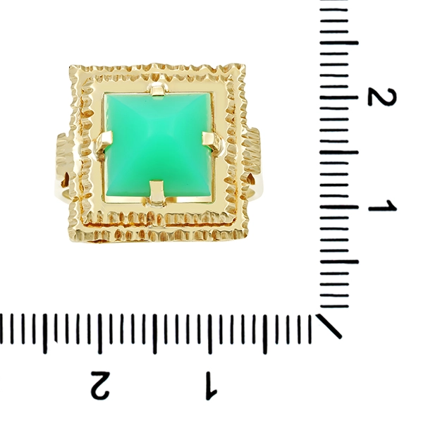 Ring, 14K, Gelbgold, Chrysopras