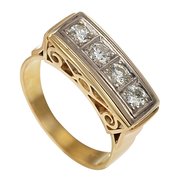 Ring, 14K, Gelb-/Weißgold, Brillanten 0,60 ct
