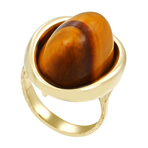 Ring, 14K, Gelbgold, Tigerauge