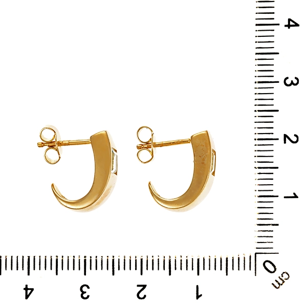 Steckcreolen, 8K, Gelbgold, Topas blau