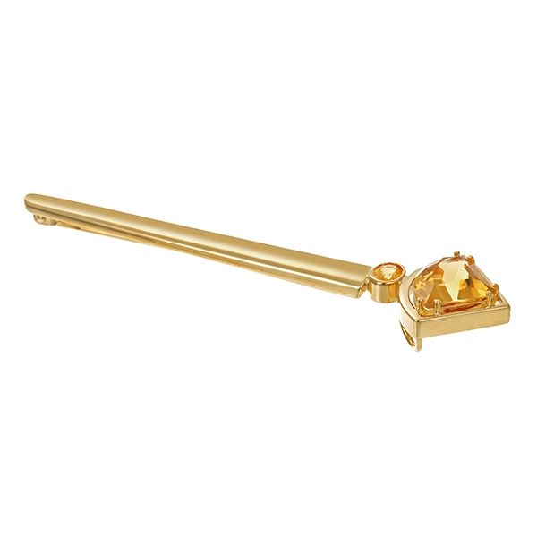 Brosche, 14K, Gelbgold, Citrin