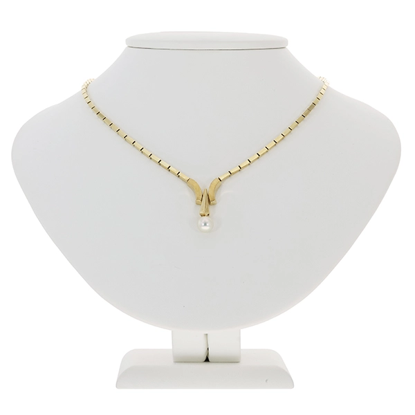 Collier, 14K, Gelbgold, Perle
