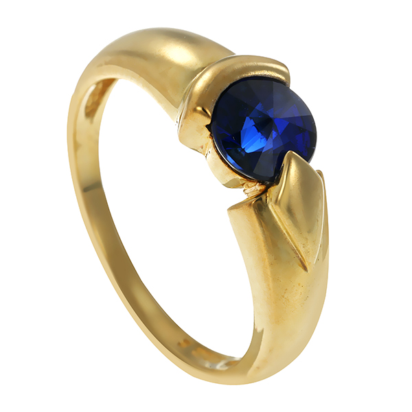 Ring, 8K, Gelbgold, synth. Stein