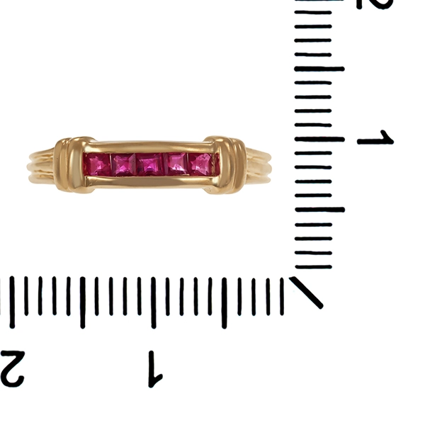 Ring, 14K, Gelbgold, Rubine